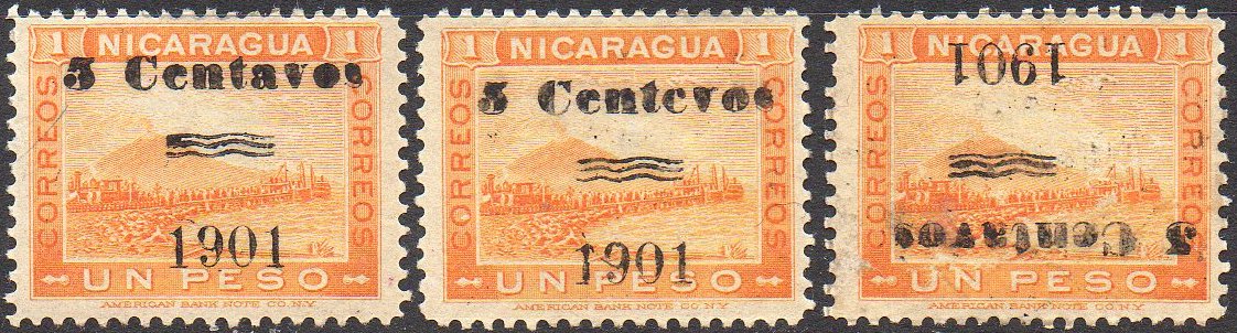timbres-poste sellos postales stamps Nicaragua Momotombo Volcano & Train 1904 15 centavos surcharge 15c/10c